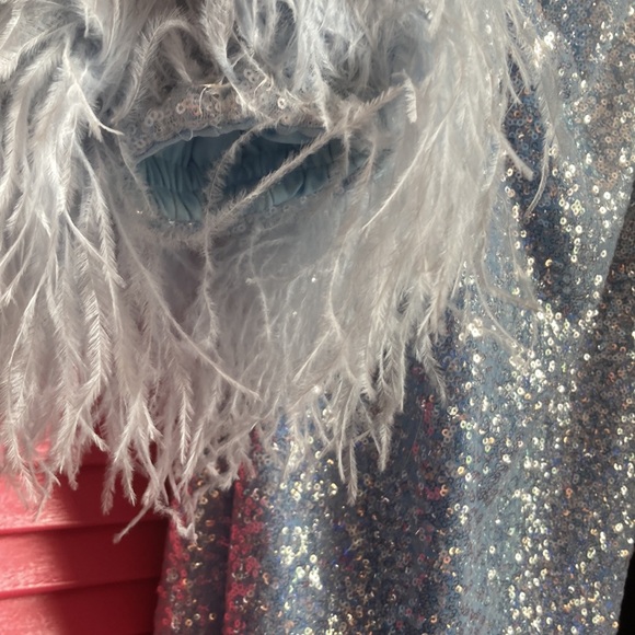 nwt ava presley size 8 couture gown feather sleeves , sequins , optional straps - Picture 14 of 17